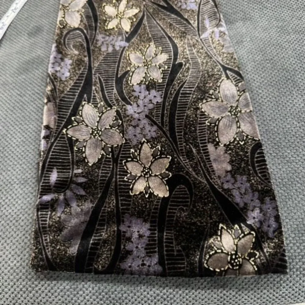 Stunning Vintage Black Velvet Embossed Scarf‎ Floral Fairy  Fairycore Whimsigoth